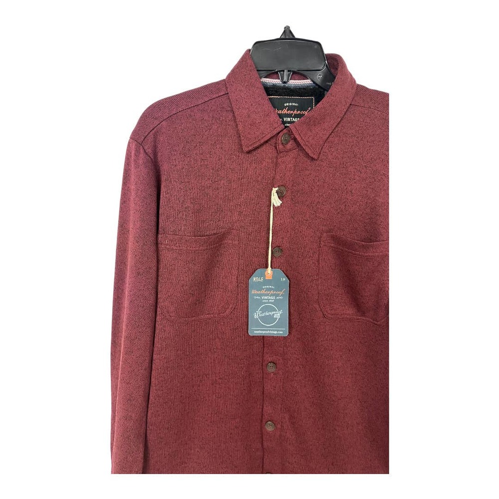 Weatherproof, Vintage, Faux Shearling Lined Red Mahogany Small Button Down Shirt - Picture 6 of 8